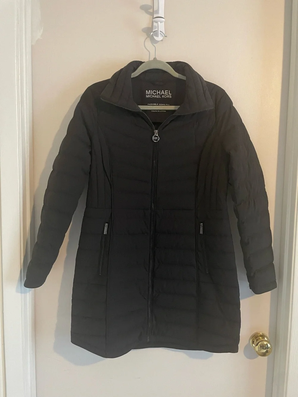 MICHAEL Michael Kors Black Packable Down Puffer Coat Sz S EUC 409